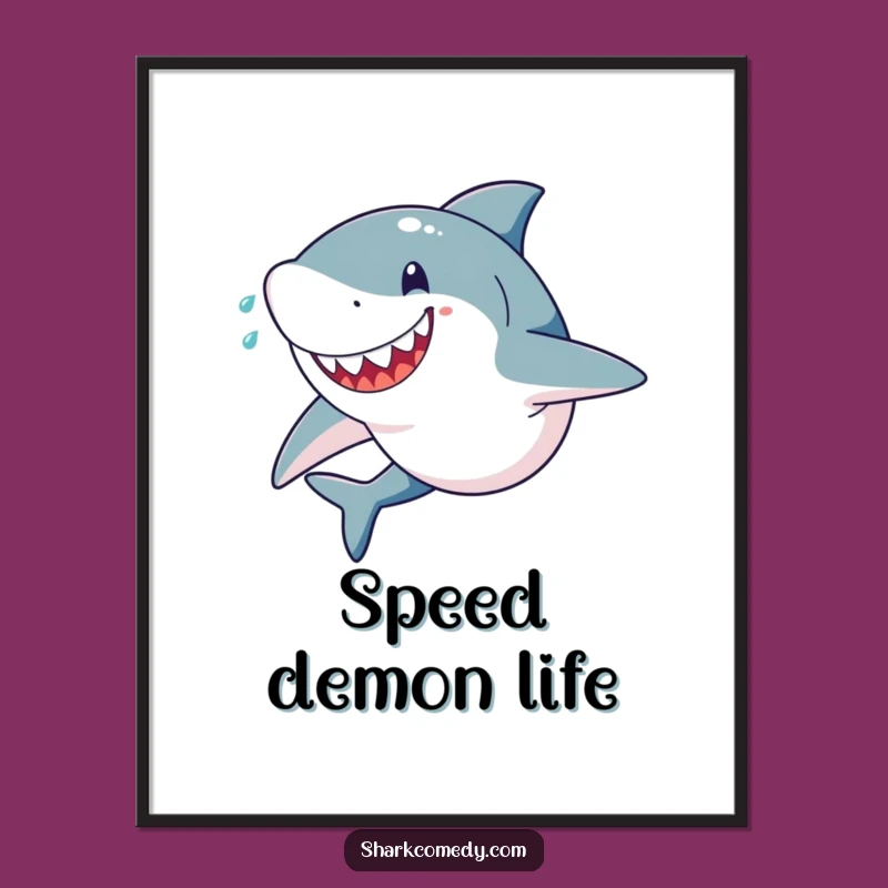 Funny Shark Sprint Poster: Motivate Your Space with Determined Speed