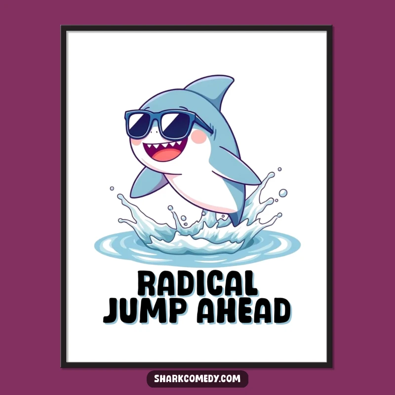 Funny Tiny Sunglasses Shark Poster - Cool Splash Art, Instant Hilarious Gift