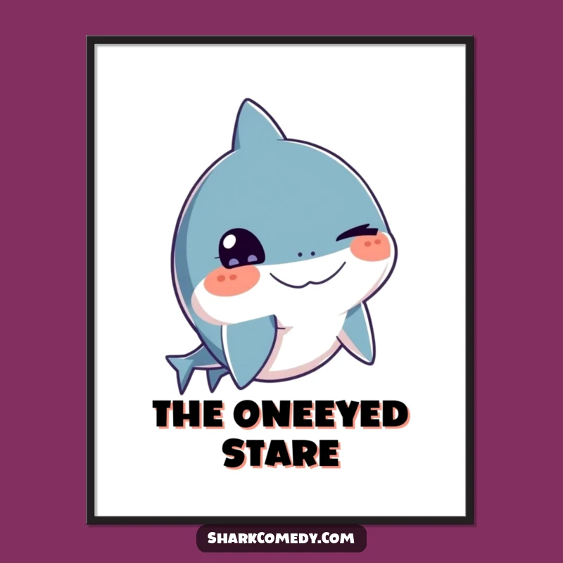 Funny Winking Shark Poster - Cheeky Marine Art Print, Unique Gift Idea