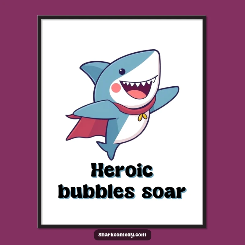 Funny Flying Shark Poster - Superhero Wall Art!