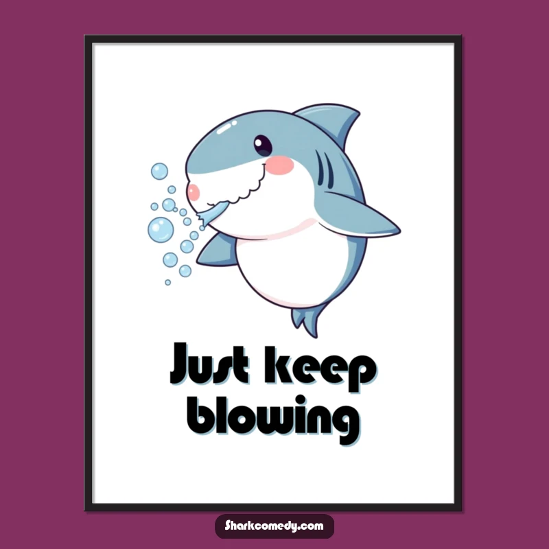 Funny Shark Bubbles Poster - Playful Underwater Art Print, Unique Gift Idea