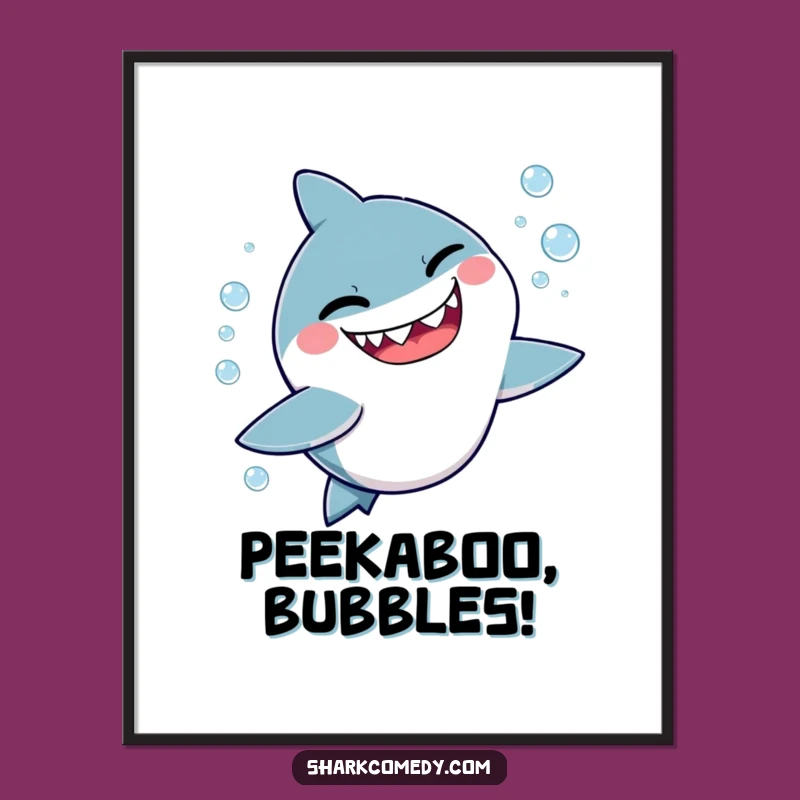 Funny Mischievous Shark Poster: Winking Bubble Art