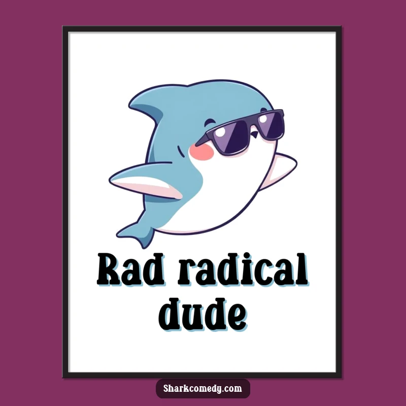 Funny Kawaii Shark Poster: Cool Sunglass Flip Art, Decorate with Humor