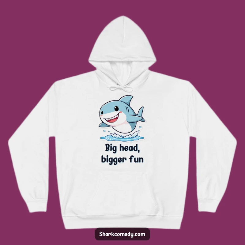Funny Shark Hoodie: Joyful Leaping Character with Big Head, Cozy Fun