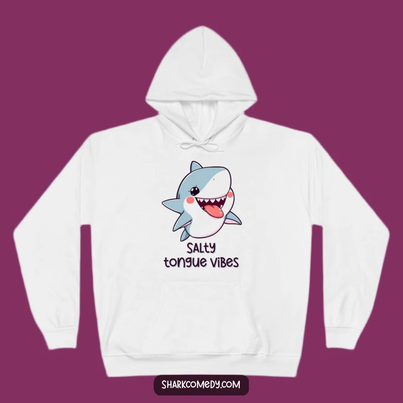 Cozy Funny Kawaii Shark Tongue Out Hoodie, Warm and Playful Funny Gift