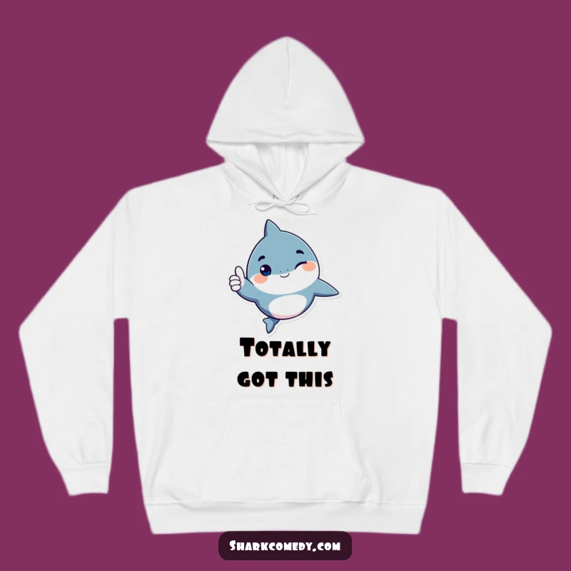 Cozy Funny Shark Wink Thumbs Up Hoodie - Warm & Positive Gift