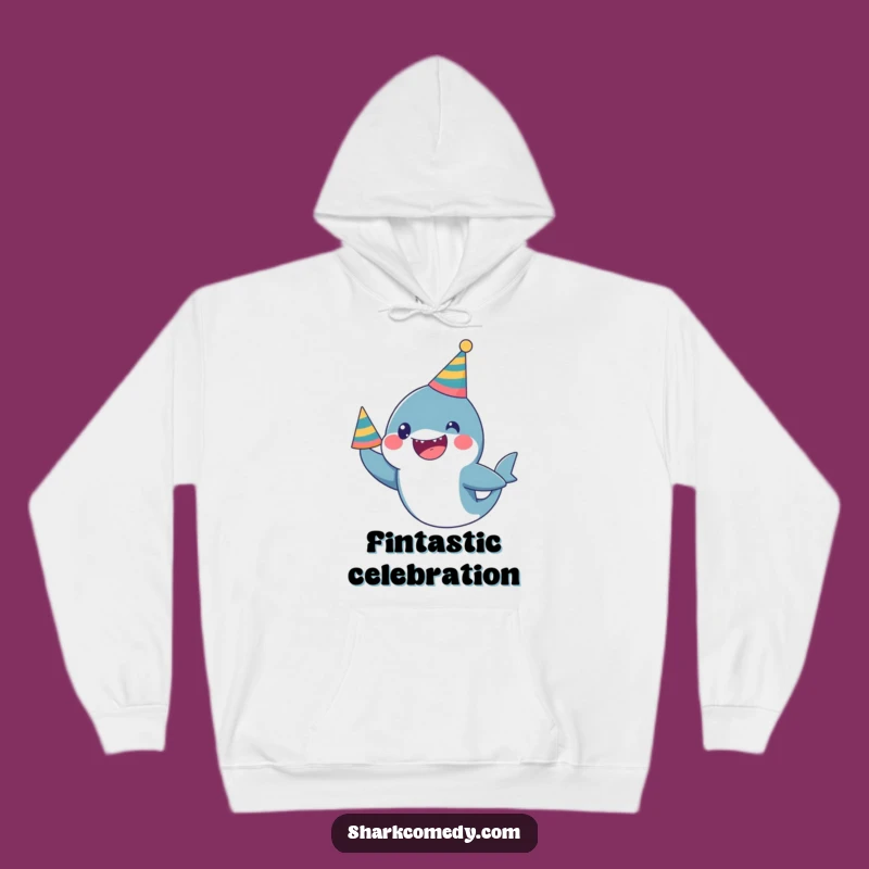Funny Kawaii Shark Party Hoodie: Cozy Celebration Gear - Ultimate Funny Gift