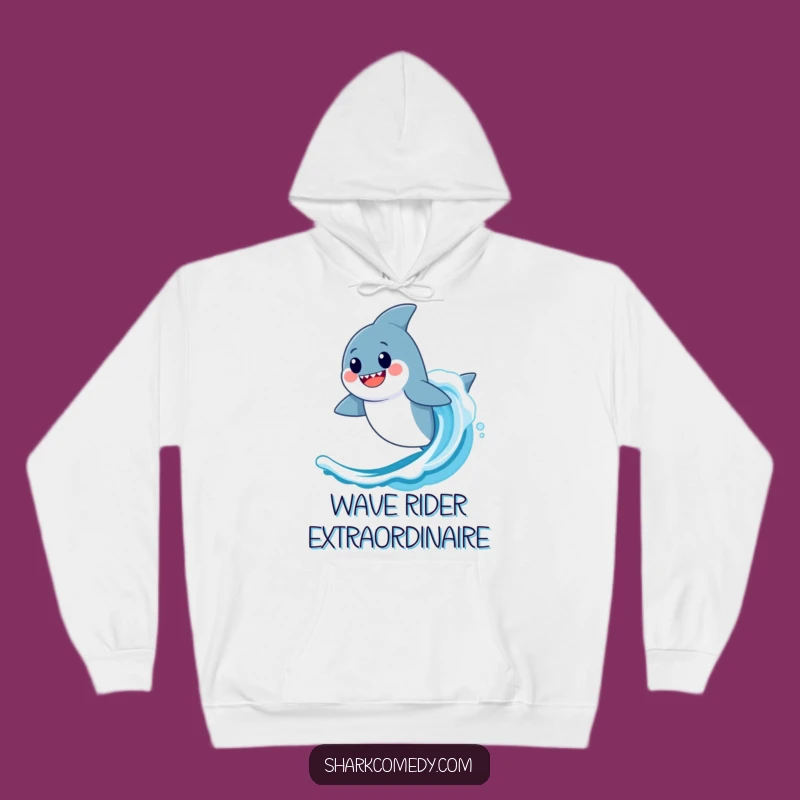 Funny Kawaii Shark Wave Hoodie - Cozy Surfing Sweatshirt, Perfect Gift