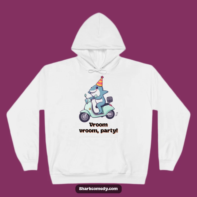 Funny Shark Scooter Hoodie: Party Animal Warmth, Perfect Cozy Funny Gift