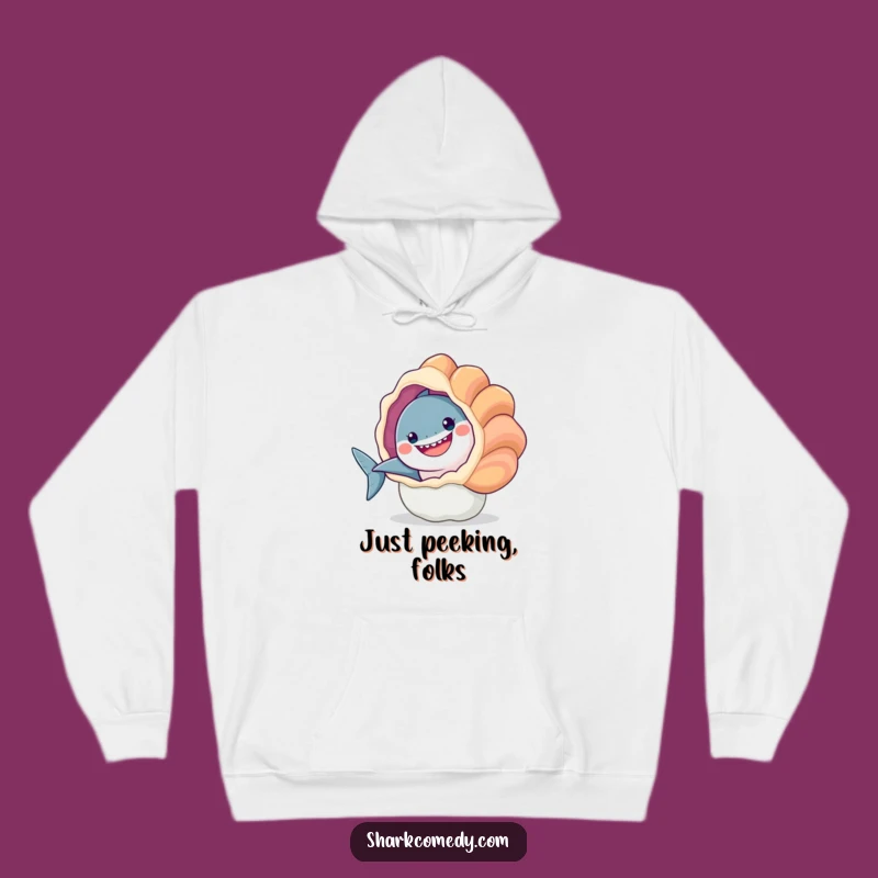 Funny Smiling Shark Seashell Peek Hoodie A Cozy Delight