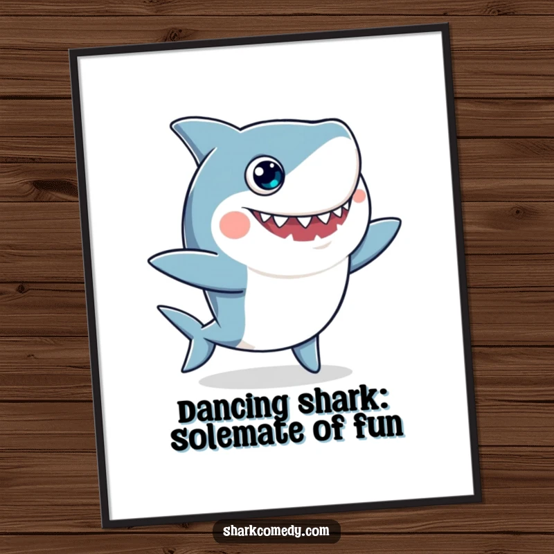 Funny Free Printable Wall Art: Googly Eyed Shark Doing a Hilarious, Energetic Silly Dance