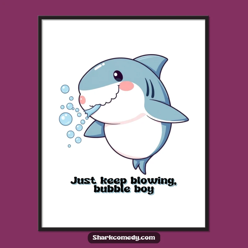 Free Printable Shark Bubbles Wall Art Funny Downloadable Gift
