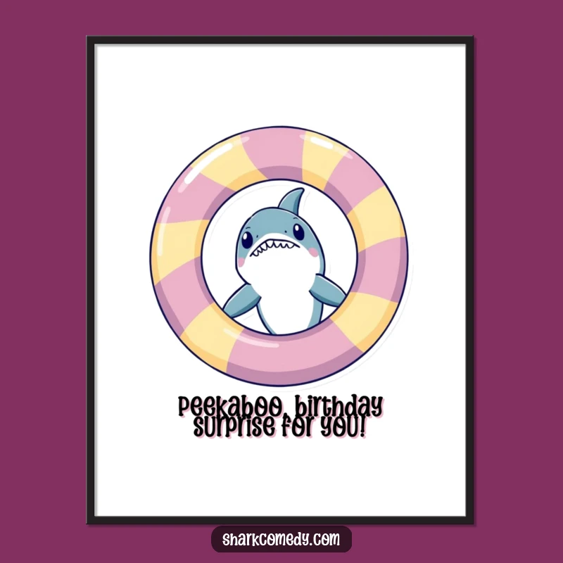 Free Printable Wall Art: Shark Peeking, Hilarious Inflatable Ring Decor