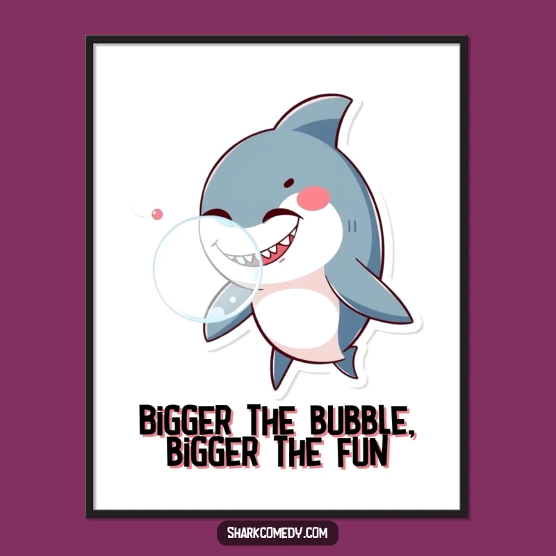 Free Printable Wall Art: Winking Shark Blowing Bubble, Hilarious Downloadable Decor