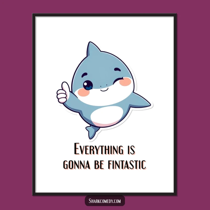 Free Printable Wall Art: Winking Shark Thumbs Up, Humorous Downloadable Cool Art