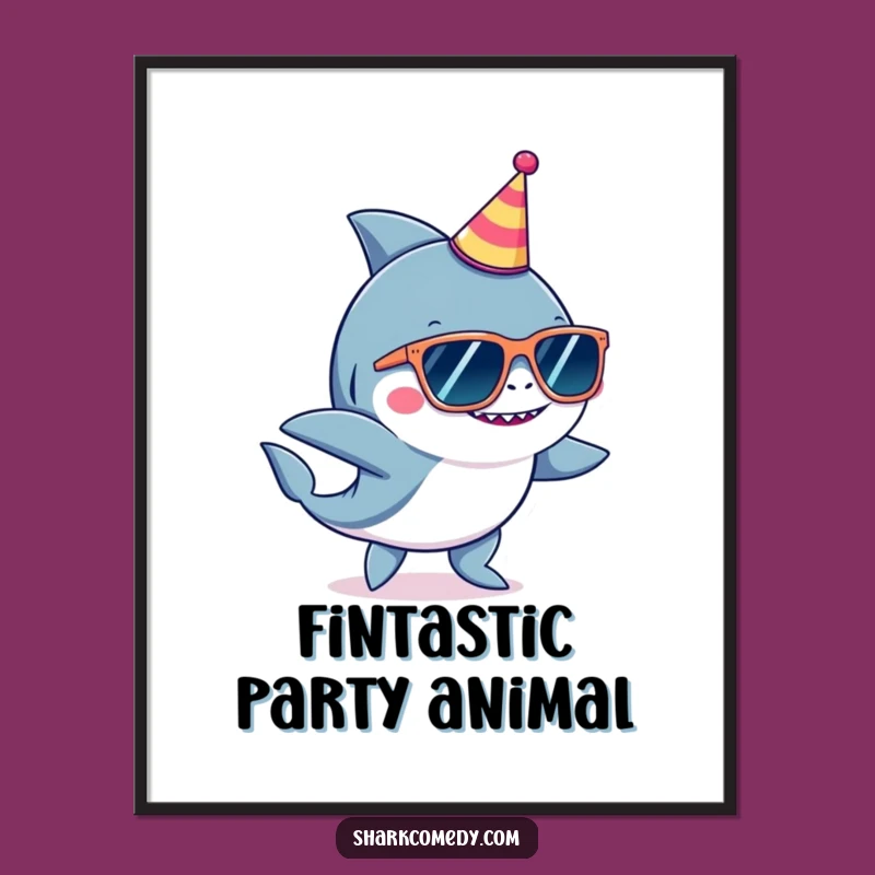Funny Free Printable Wall Art: Dancing Shark's Party Vibe, Quirky Downloadable Decor