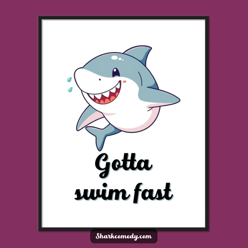 Funny Free Printable Wall Art: Speedy Shark Sprint Downloadable Art for Motivated Spaces
