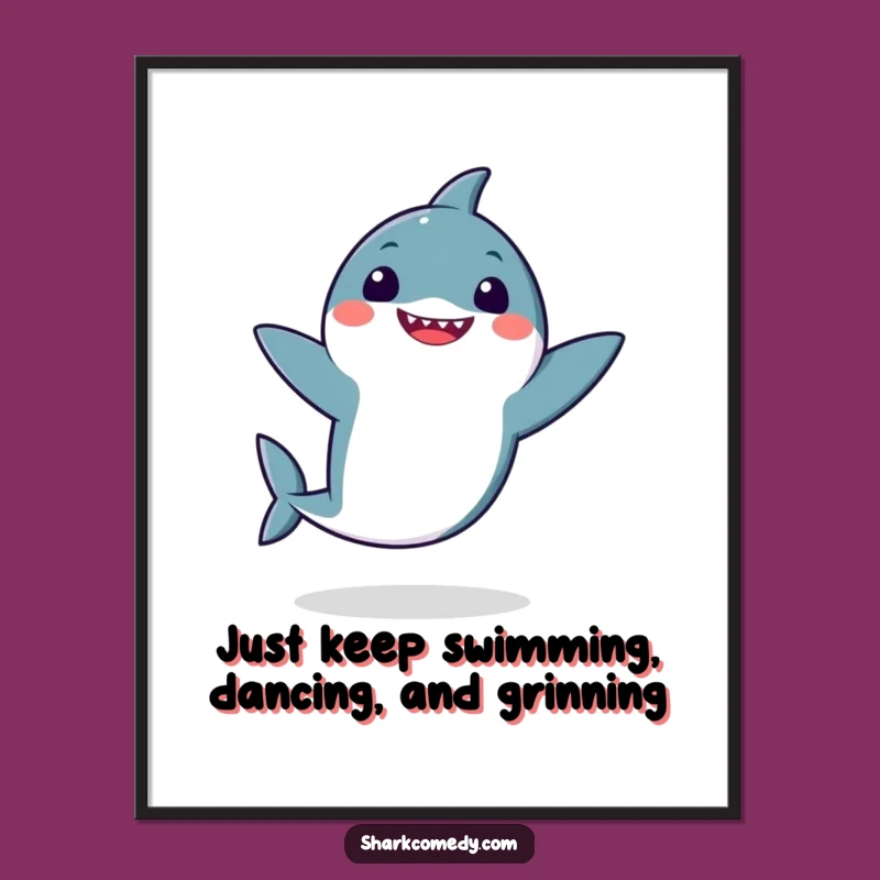 Free Printable Kawaii Shark Wall Art: Funny Dance Downloadable Decor