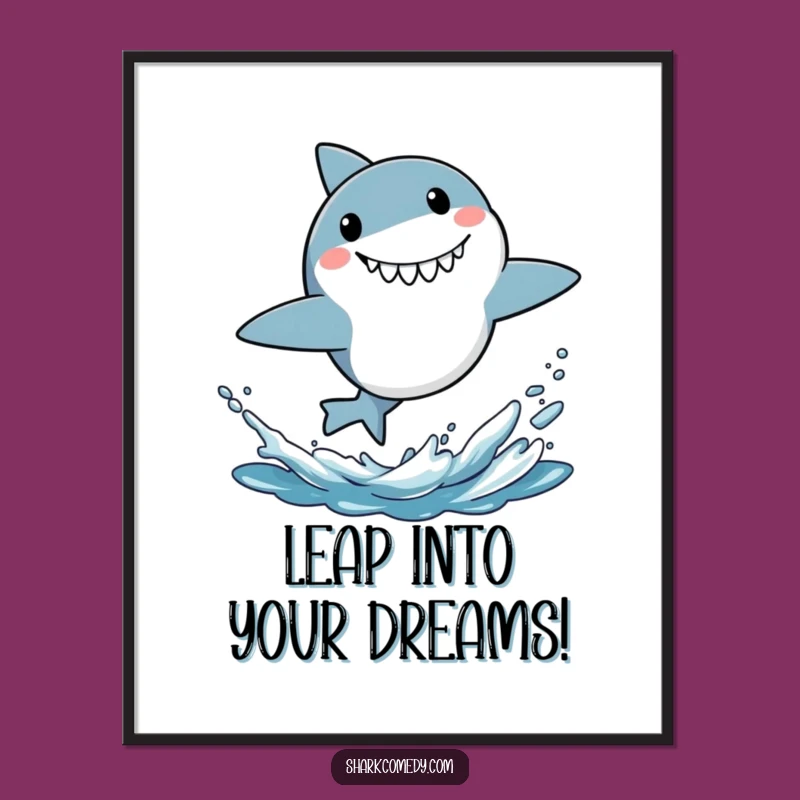 Free Printable Humorous Shark Art: Surprised Leap Downloadable Decor