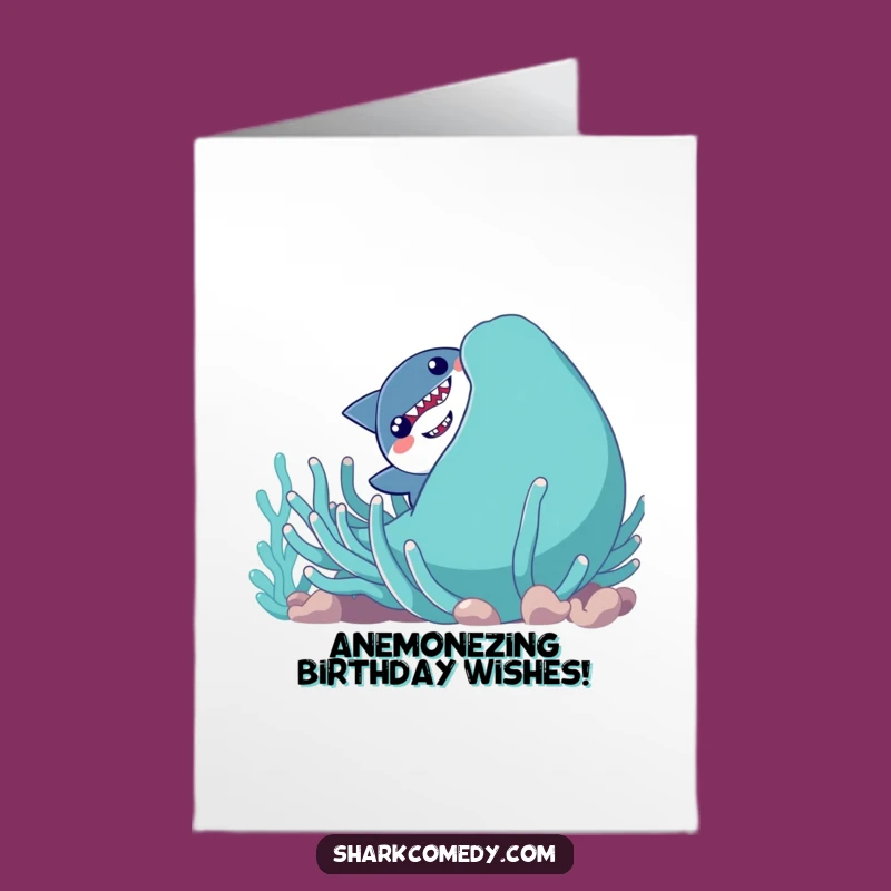 Free Printable Birthday Card: Shy Shark Hiding, Funny Downloadable Gift for Ocean Lovers