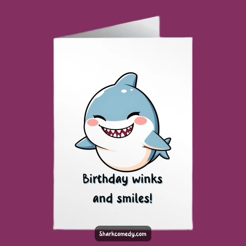 Free Printable Funny Shark Birthday Card - Mischievous Wink Downloadable Gift