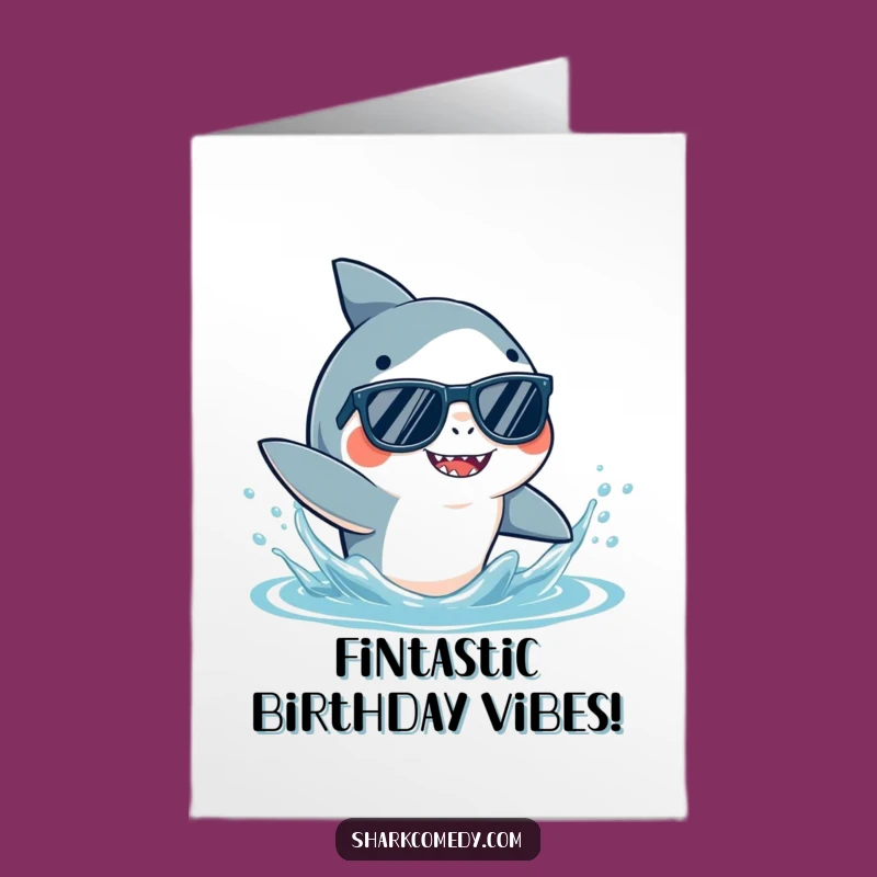 Free Printable Birthday Card: Cool Shark, Sunnies, Splash Fun, Downloadable Gift