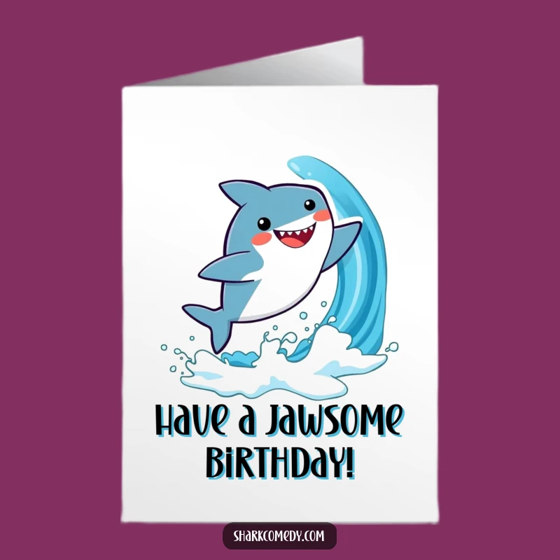 Free Printable Birthday Card: Joyful Shark Leap - Fun Downloadable Gift!