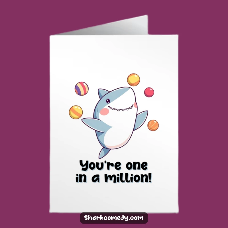 Free Printable Birthday Card: Juggling Shark's Delight, A Funny Downloadable Gift