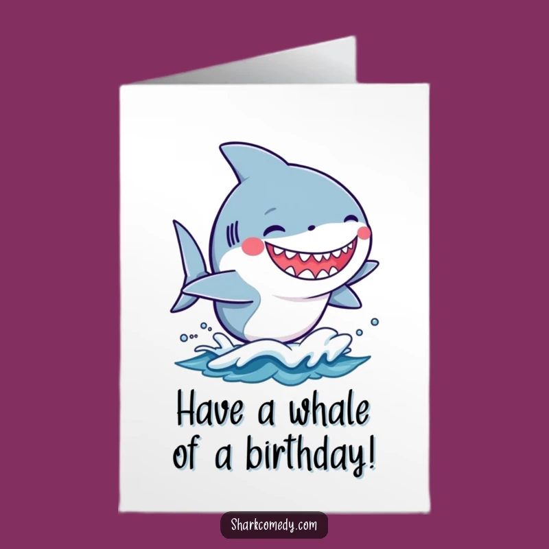 Free Printable Funny Kawaii Shark Birthday Card - Awesome Wave Rider Downloadable