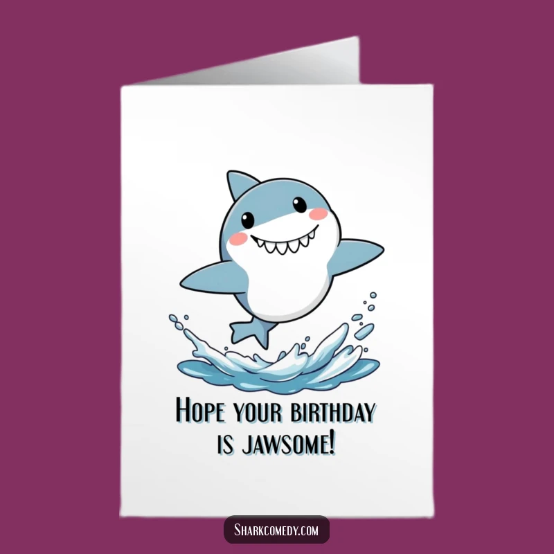 Free Printable Shark Birthday Card: Surprised Leap Downloadable Greeting for Fun