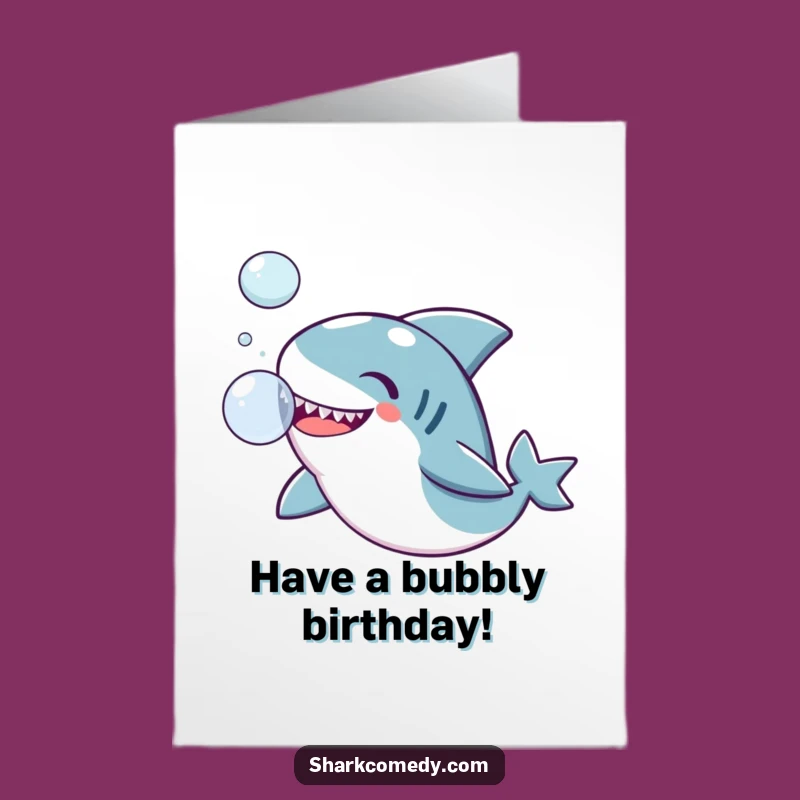 Free Printable Kawaii Shark Birthday Card Fun - Bubble Play Downloadable Gift