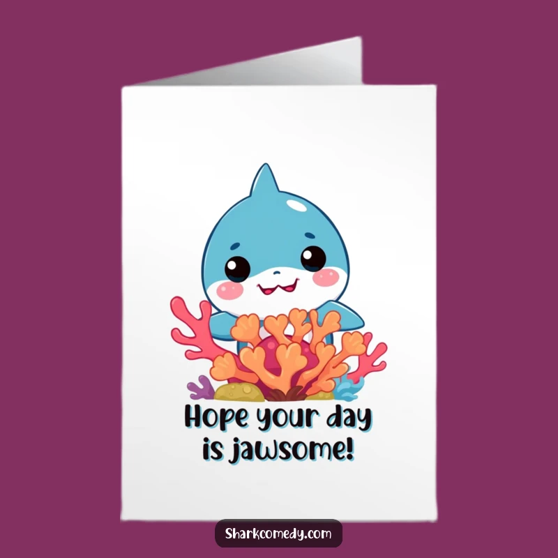 Free Printable Birthday Card: Peek-a-Boo Kawaii Shark - Funny Downloadable Gift