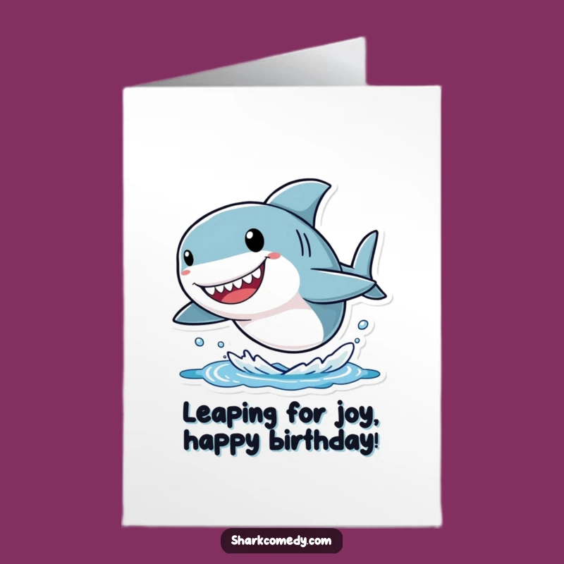 Joyful Shark Free Printable Birthday Card - Big Head Splashy Downloadable Gift