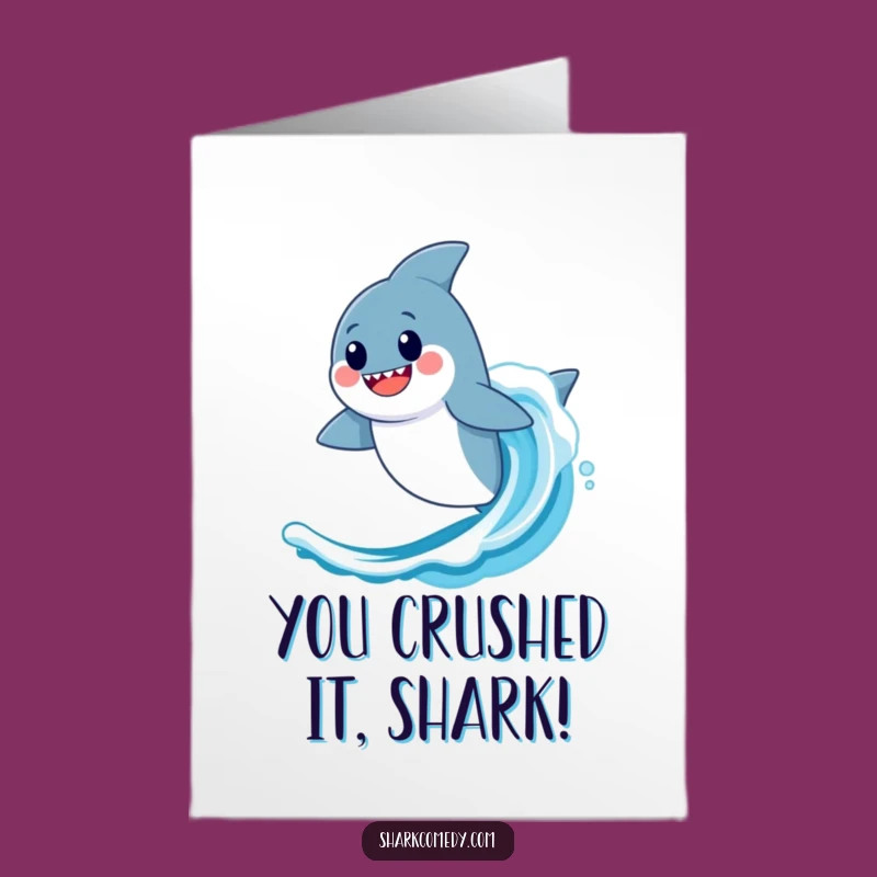 Free Printable Congrats Card: Funny Kawaii Shark Surfing, Awesome DIY Downloadable Gift