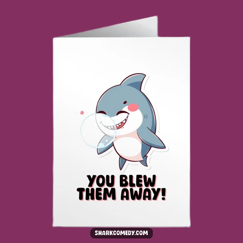Free Printable Congrats Card: Shark's Bubble Blowing Success, Hilarious Downloadable
