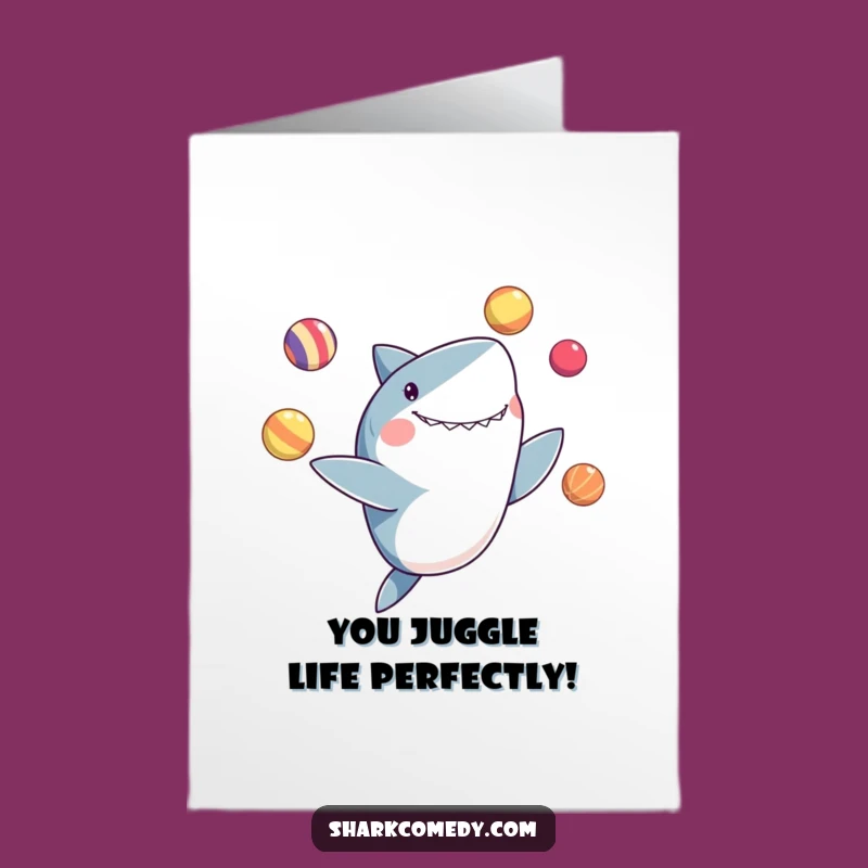 Free Printable Congrats Card: Shark's Juggling Triumph, A Funny Downloadable Gift