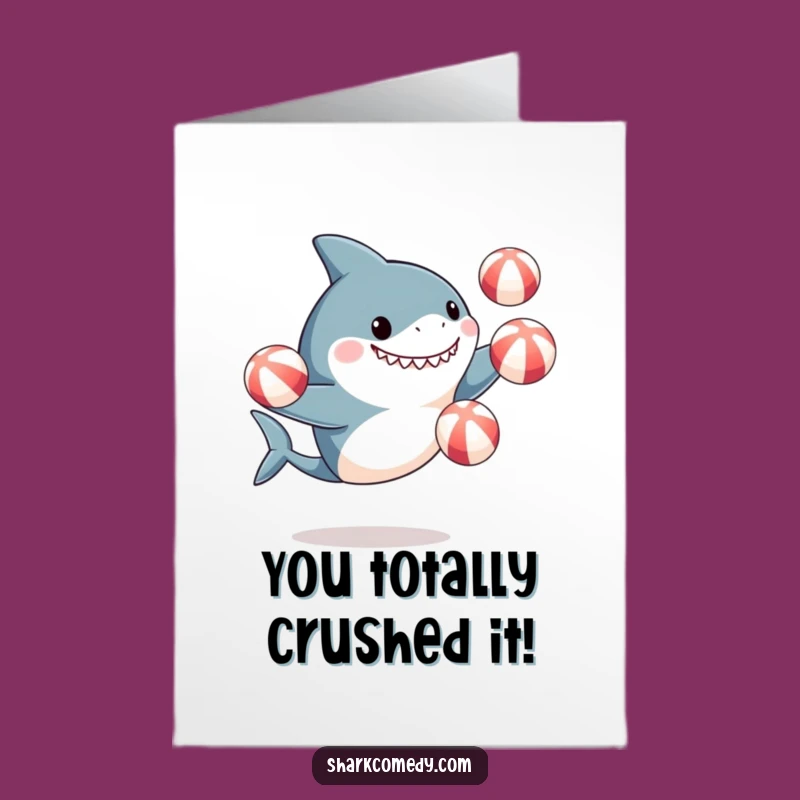 Free Printable Shark Congrats Card: Juggling Achievements Downloadable for Celebration