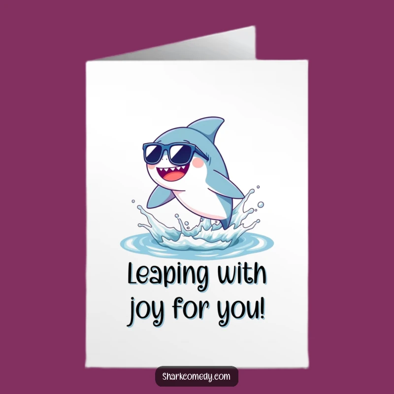 Free Printable Congrats Card: Cool Shark Splash Victory Leap - Downloadable Gift
