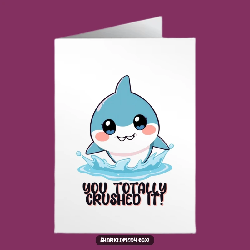Free Printable Congrats Card: Hilarious Kawaii Shark Splash Celebration - Downloadable Gift
