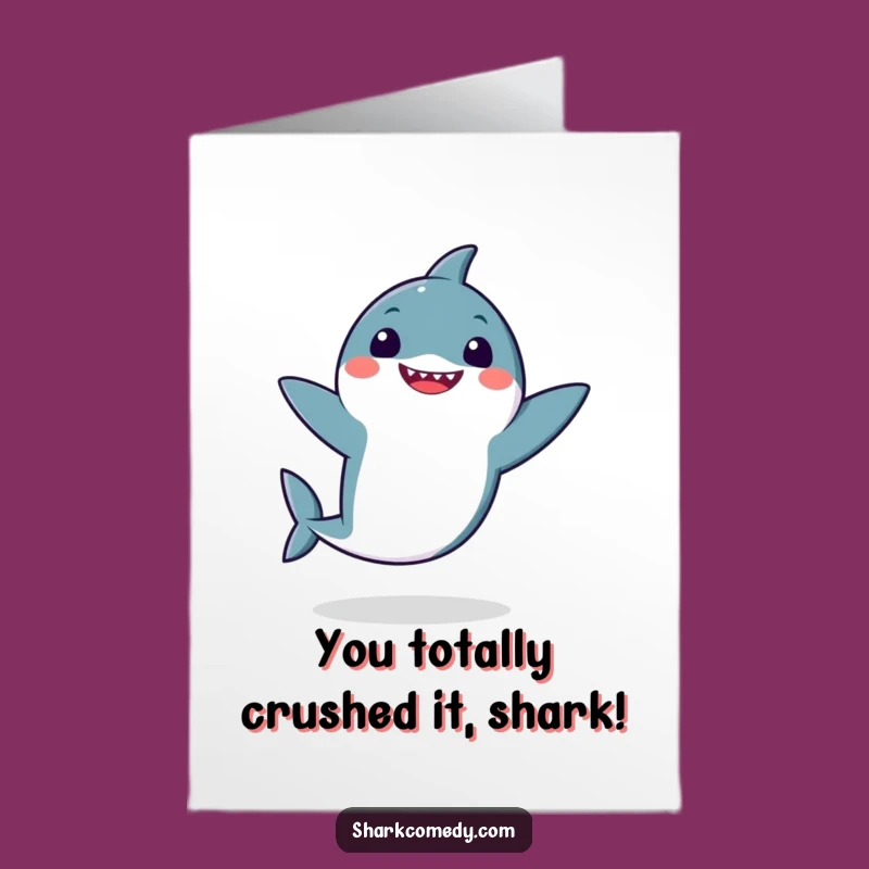 Free Printable Kawaii Shark Congrats Card: Silly Dance Downloadable Greeting