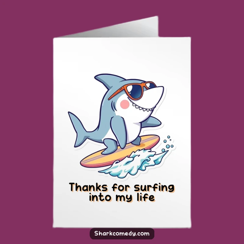 Free Printable Cool Shark Thank You Card: Surf Gratitude Funny Downloadable Note