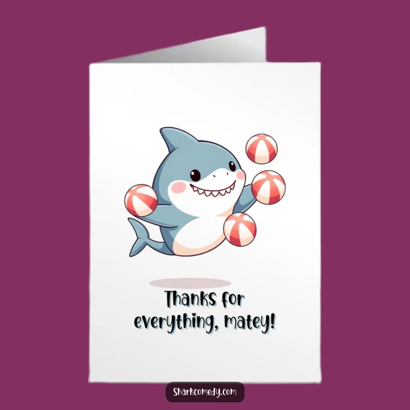 Free Printable Funny Shark Thank You Card: Juggling Gratitude Download Your Thanks