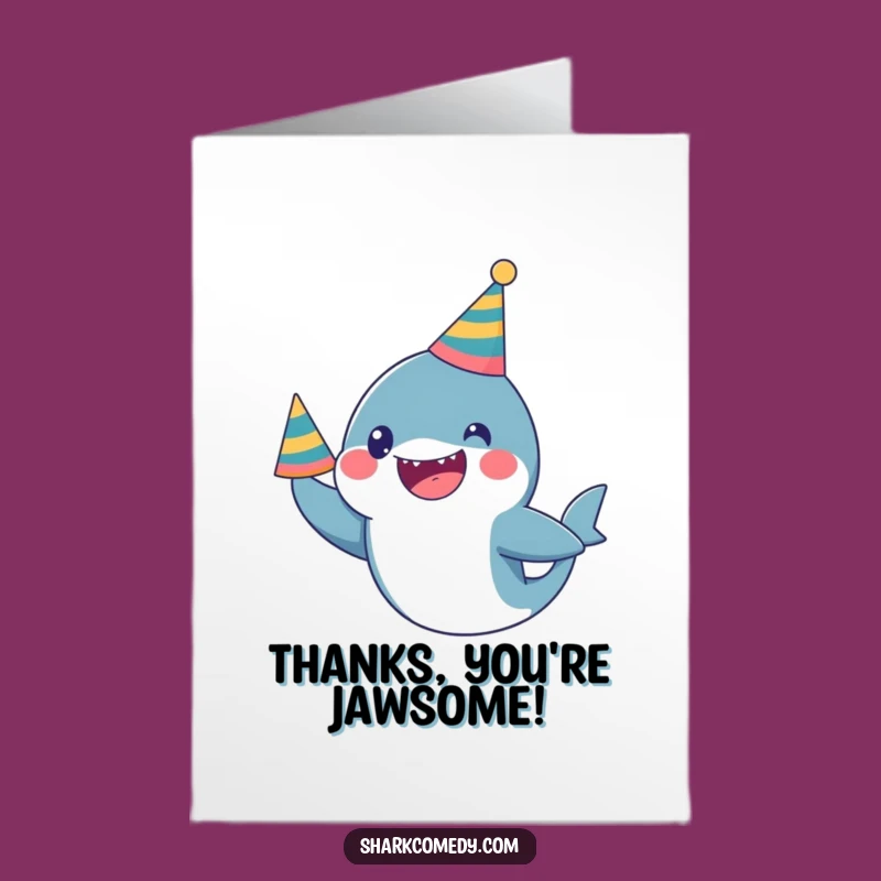 Free Printable Thank You Card: Happy Kawaii Shark - Fun Downloadable