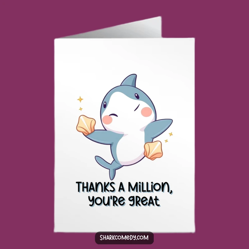 Free Printable Thank You Card: Shark Juggling Seashells, Downloadable Greeting