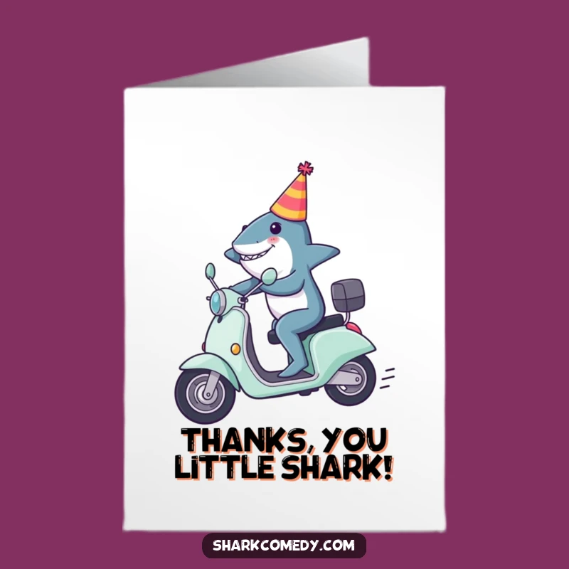 Free Printable Thank You Card: Shark Scooter Fun - Playful Downloadable Gift