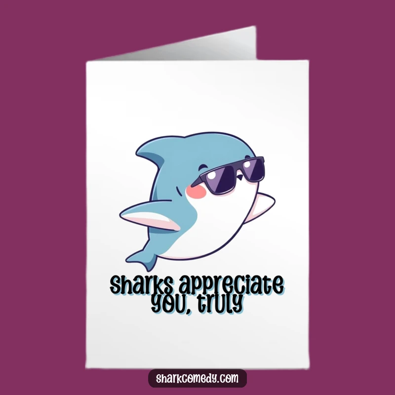 Free Printable Thank You Card: Cool Kawaii Shark Sunglasses Flip
