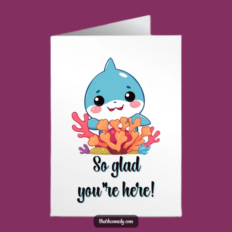 Free Printable Thank You Card: Kawaii Shark's Grateful Peek - Downloadable