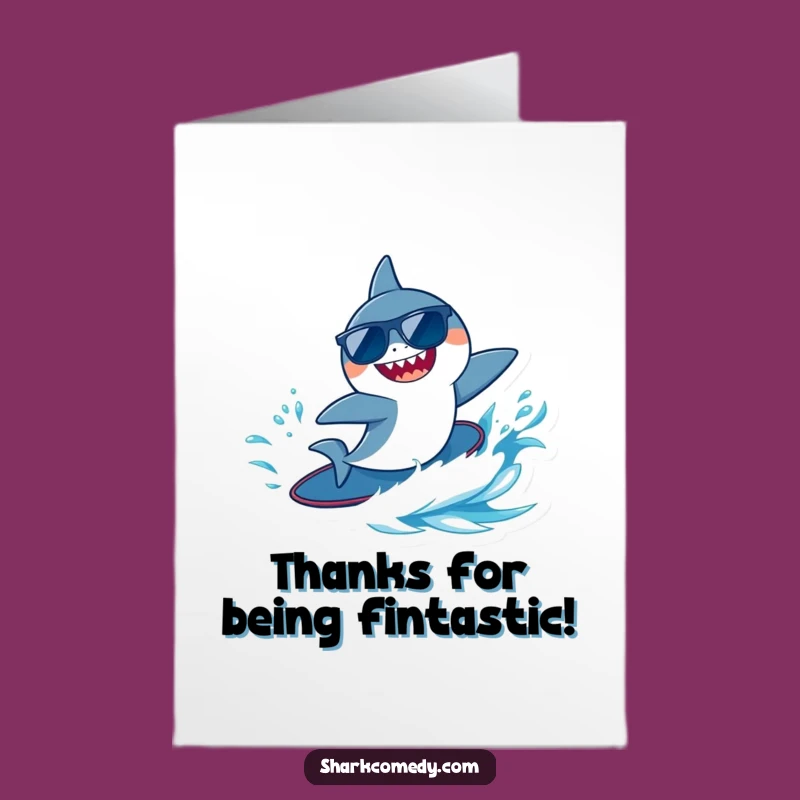 Free Printable Thank You Card: Cool Shark Surfing Funny Downloadable Gift