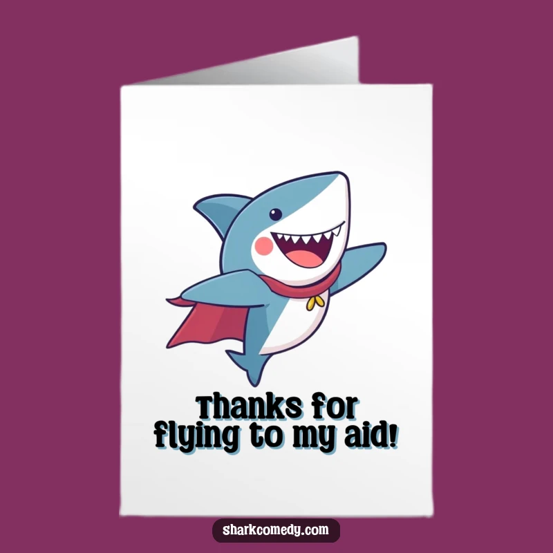 Free Printable Thank You Flying Shark Card - Funny Downloadable Heroic Gratitude