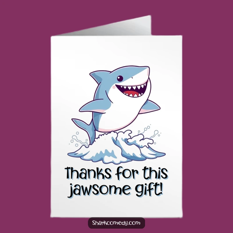 Free Printable Tiny Shark Thank You Card: Grinning Leap Funny Downloadable Note